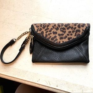 Leopard & Black Wristlet